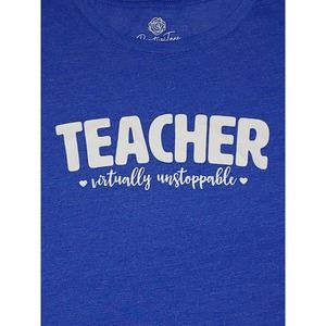 Positivi Tees Teacher Virtually Unstoppable Teaching T-Shirt Top XL X-Large